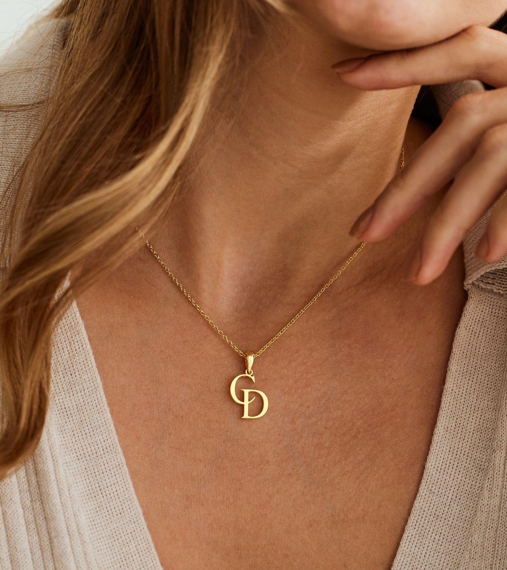 two letter personalised customised name necklace gift for her in gold silver by aisha